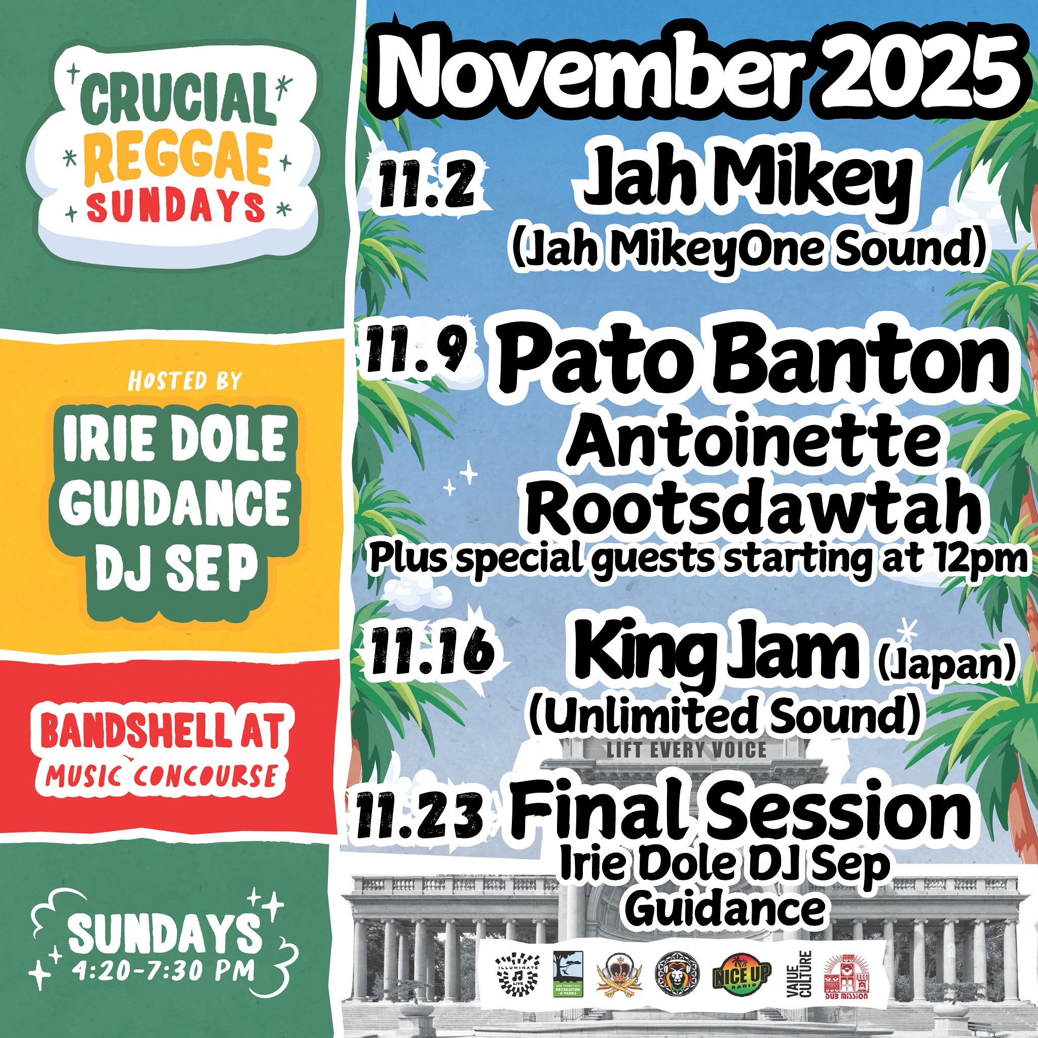 Crucial Reggae Sundays in Golden Gate Park - November 2025 schedule