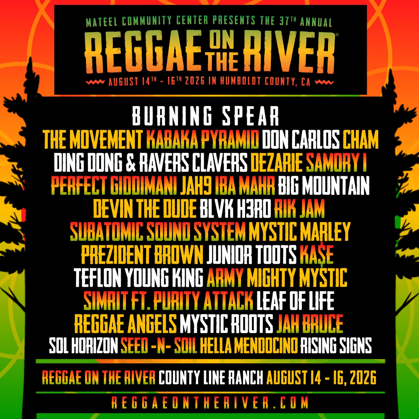 Reggae On The River, happening Aug 14-16th in Piercy, CA. My sets on Friday night & Sat day. 