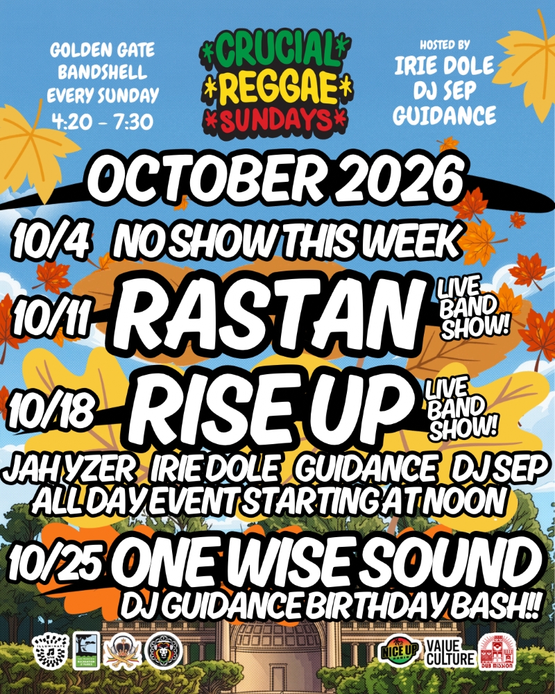Crucial Reggae Sundays October 2026 Schedule